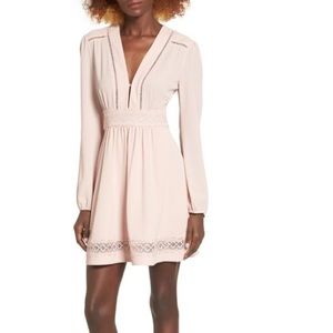 WAYF Blush Pink Minidress Long Sleeves & Crochet